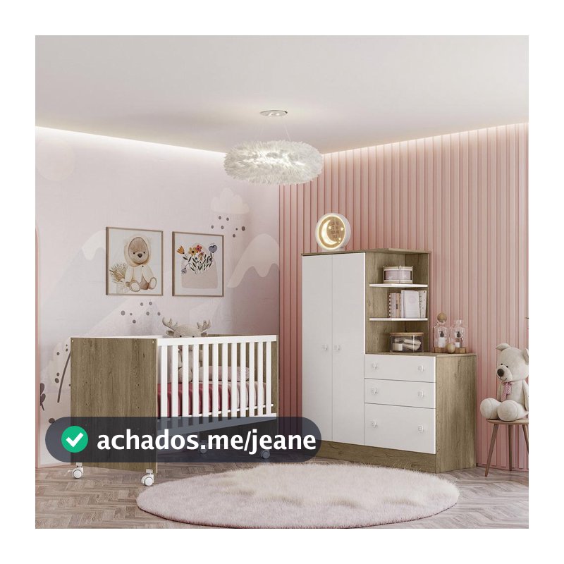 Conjunto Quarto Guarda Roupa Comoda e Berço Doce Sonho