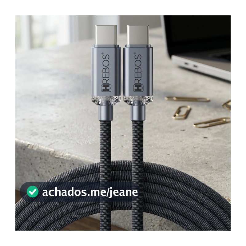Cabo USB-C Turbo 2M Tipo C Para Tipo C Reforçado Trançado Carregador Rapido Para Celular