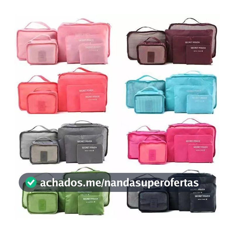 Organizador De Mala De Bagagem Viagem Kit 6 Necessaire Bolsa