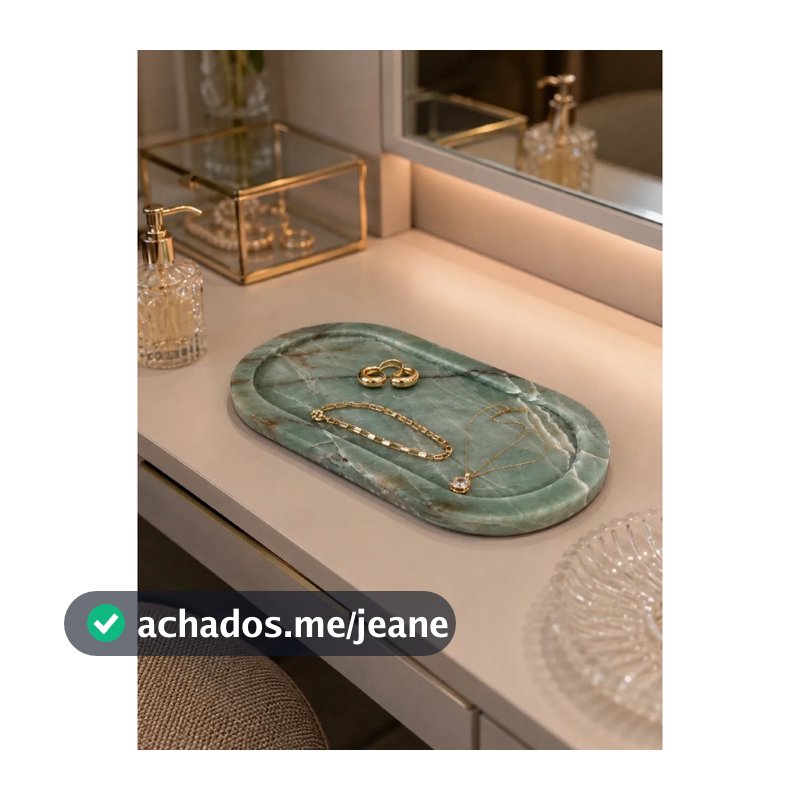 Bandeja Decorativa Pedra Natural Verde Esmeralda 30x15
