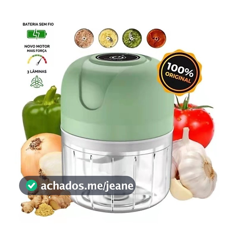 Mini Processador Elétrico de Alimentos Portátil com 3 lâminas de aço inox USB 250ml