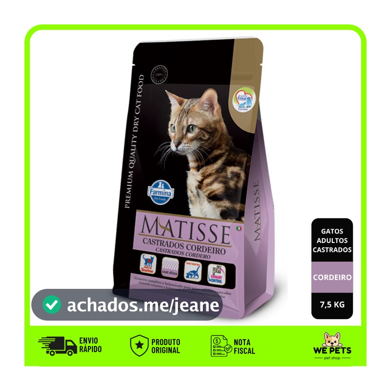 Ração Farmina Matisse Cordeiro para Gatos Castrados 7,5kg