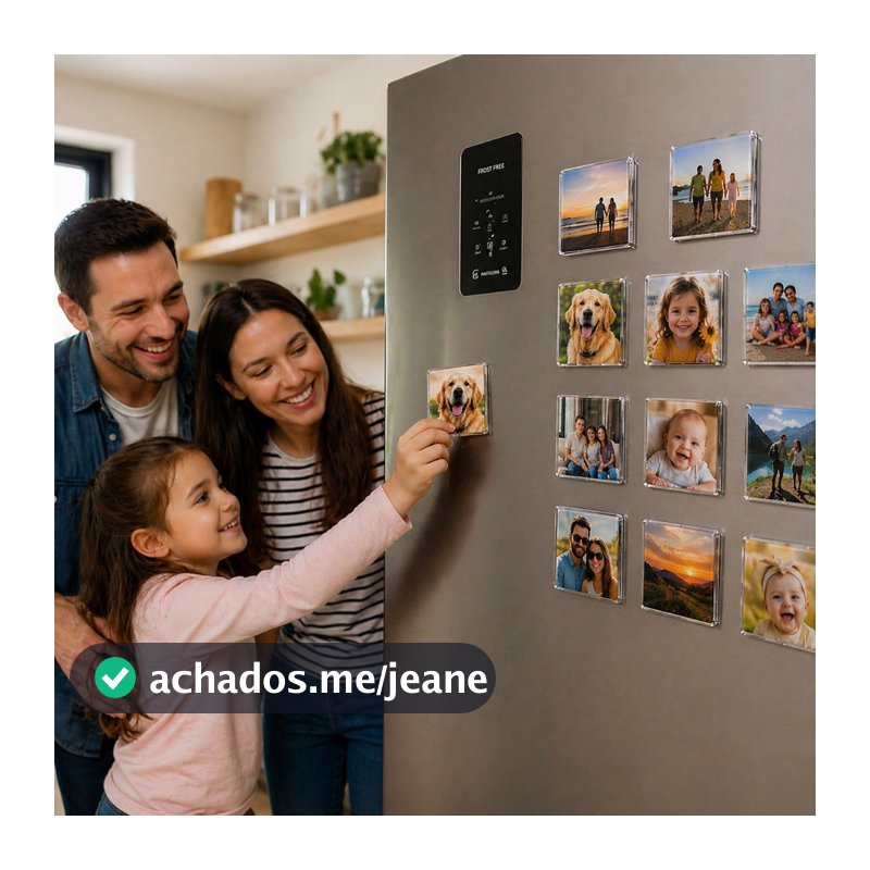 Kit Imã Geladeira Personalizado 5x5 Faça Você Mesmo 10 20 30 Peças Acrílico + Imã