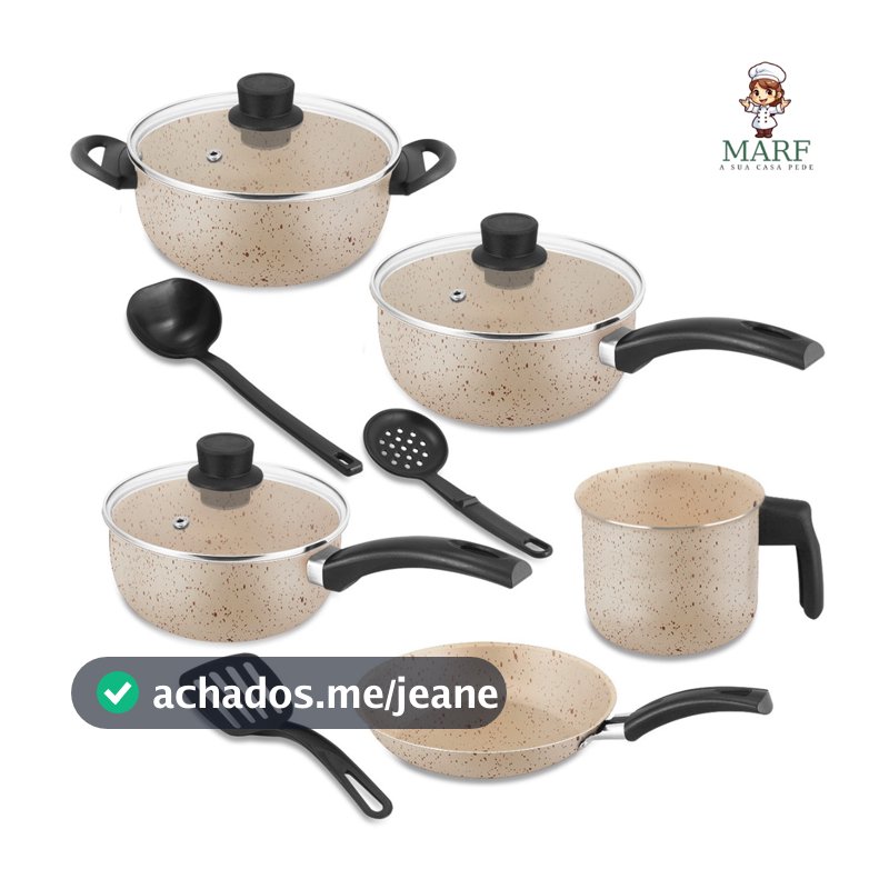 Panelas Antiaderente Kit 8 Peças Teflon Premium 5 Camadas Qualidade e com Tampa de Vidro – MARF