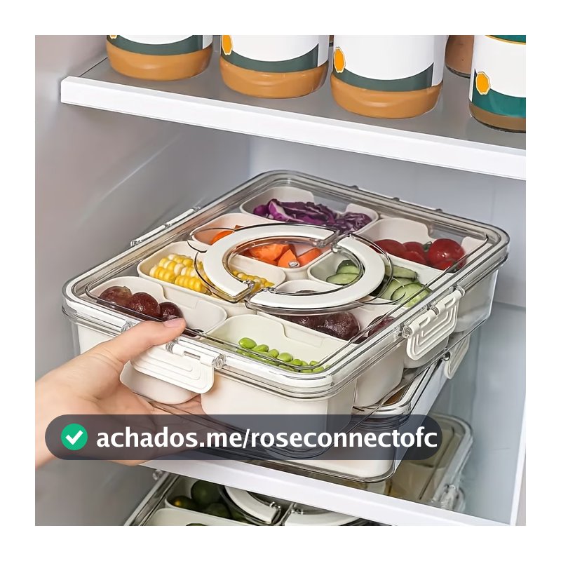Pote Acrílico Luxo Multiuso Com 4 Ou 8 Divisórias Para Frutas Legumes Carnes E Ovos Transparente