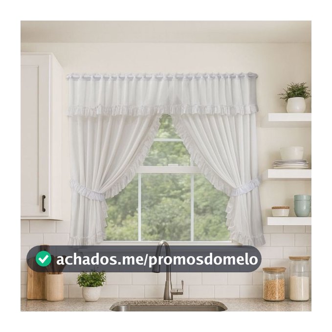 Cortina de Cozinha com Babadinhos  para Varão
