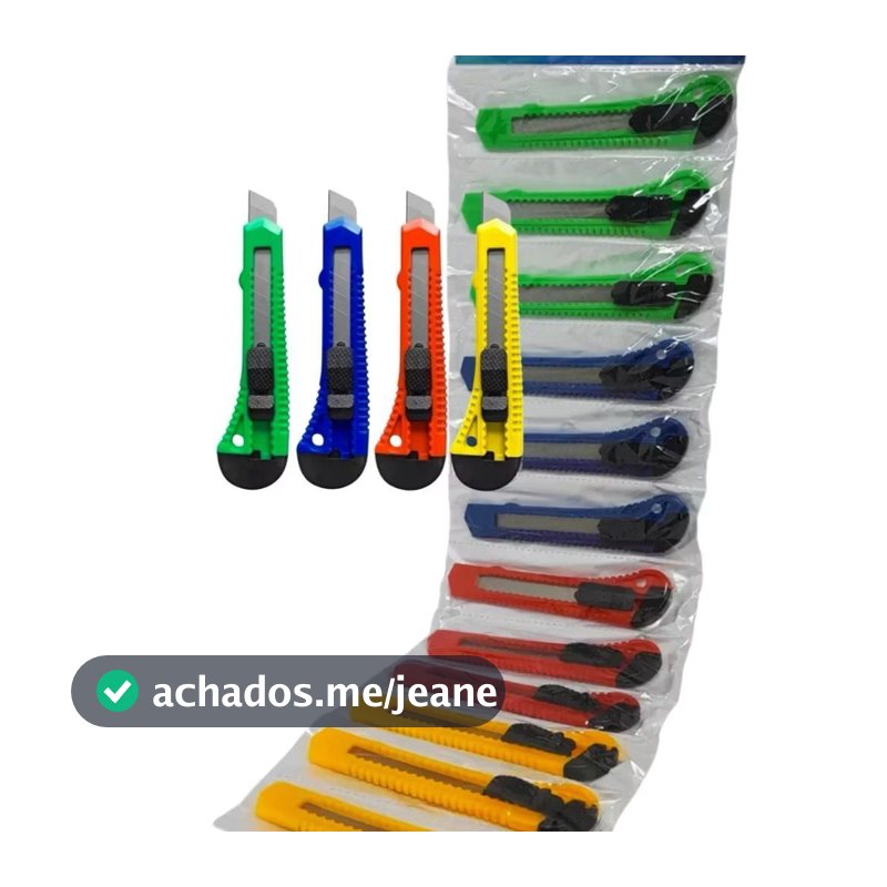 KIT COM 12 ESTILETES 15CM LÂMINA 18MM CORES VARIADAS