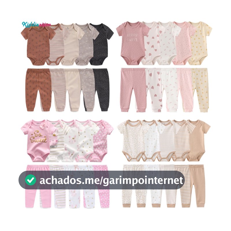 Kiddiezoom 10 Peças Conjunto De Roupas De Bebê Algodão Macio Menino Menina Bodysuits + Calças Roupa Infantil Presente