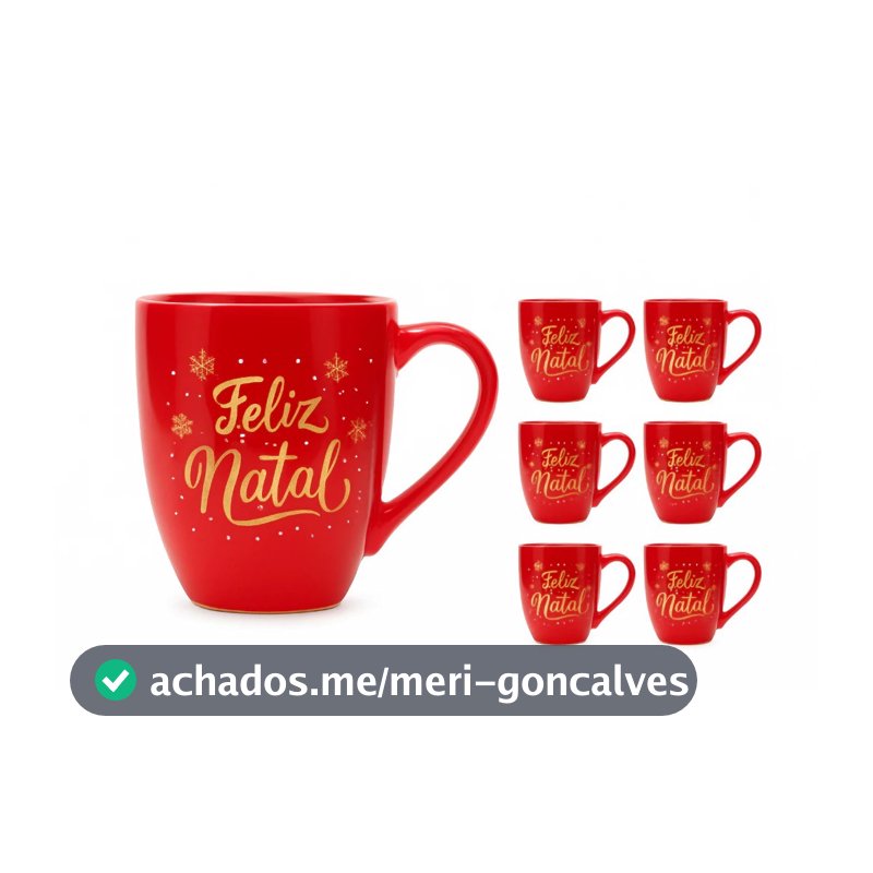 Jogo Canecas Porcelana Glamour Vermelhas Natal 250ml