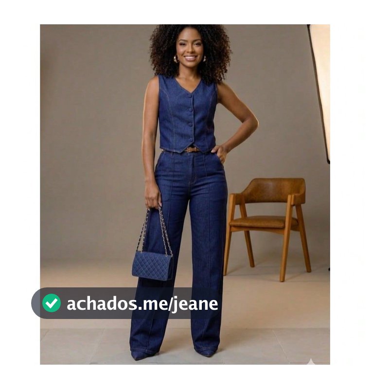 onjunto Feminino Jeans Leve: Coletes com Botões e Calça Pantalona de Cintura Alta - Estilo Casual Elegante