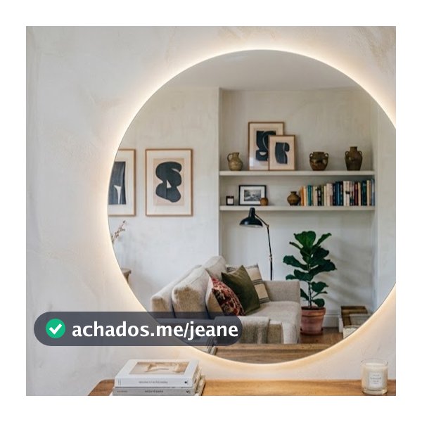 Espelho Redondo 70cm ou 80cm ou 90cm Lapidado Habitat Moderno Decorativo C/SUPORTE OU LED