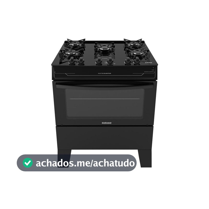 Fogão Itatiaia 5 Bocas Electra Glass Plus Preto Bivolt