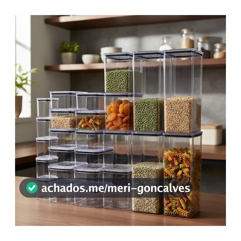 Kit premium com 25 Potes Herméticos Acrílicos 4 Tamanhos Organização