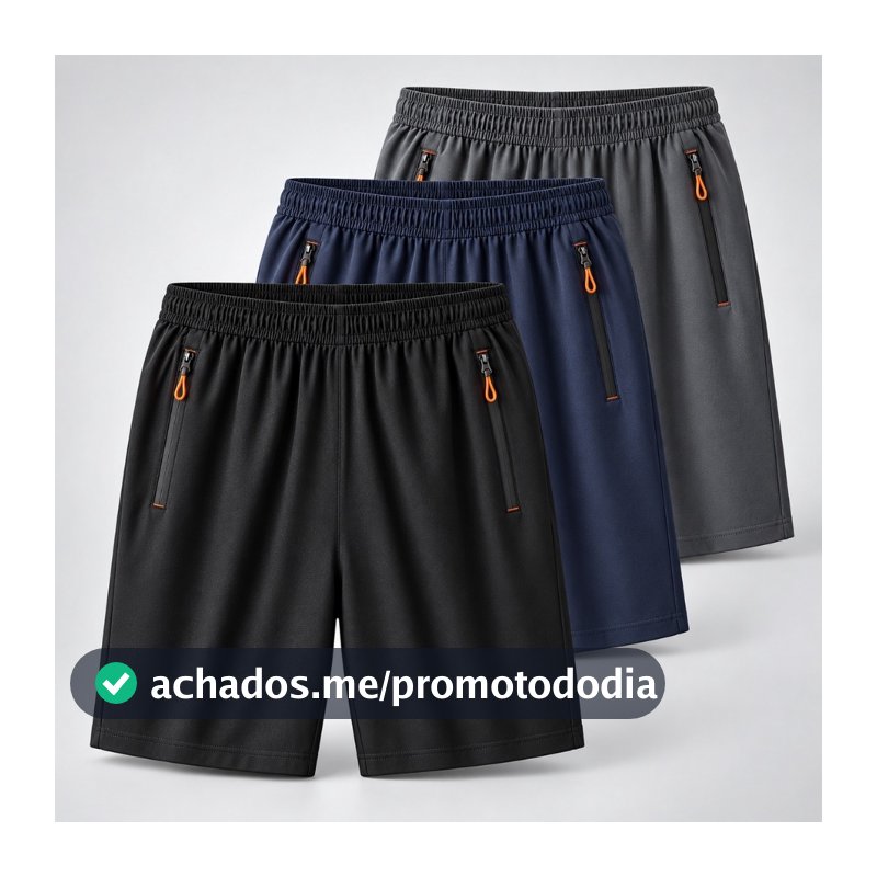 KIT 3 Bermudas Dry Fit de Alto Padrão Premium Casual Academia e Treinamento Externos e Internos