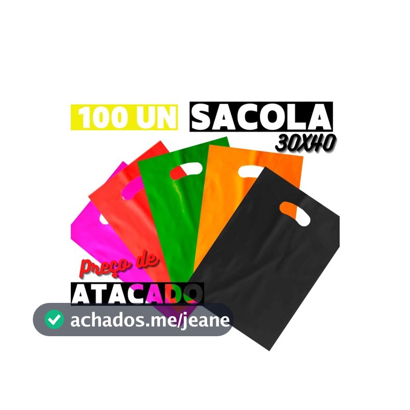 100 Sacolas 30x40 Boca de Palhaço 30x40 Sacolinha Plástica Alça Vazada Para Lojas