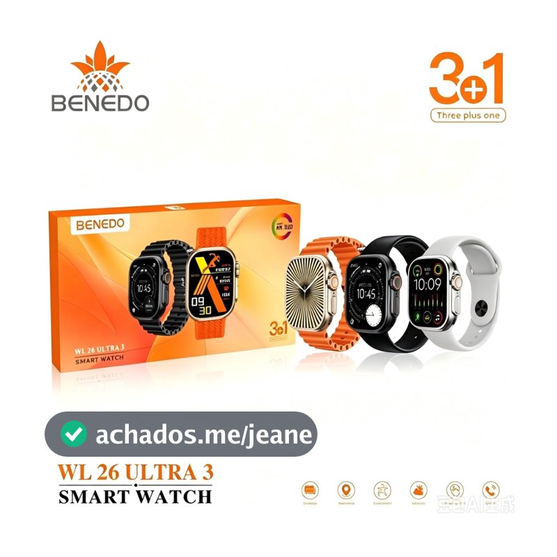 Smart Watch WL26 ULTRA3 Relógio digital masculino Series 12 2026 3 Pulseira  Esportes inteligente