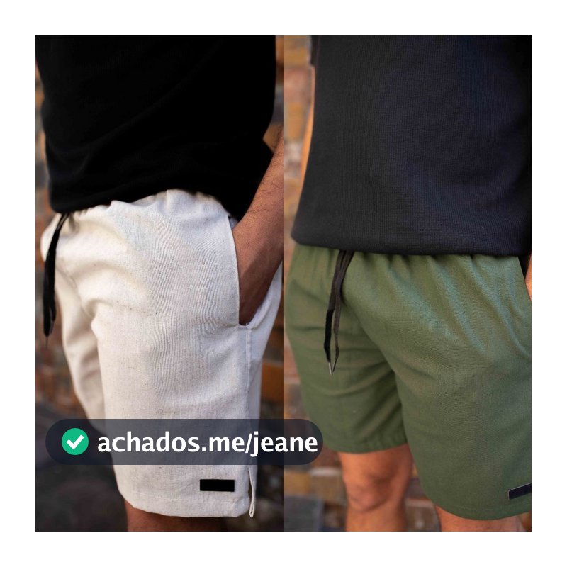 Kit 2 Short Linho Masculino Com Bolso Faca Discreto