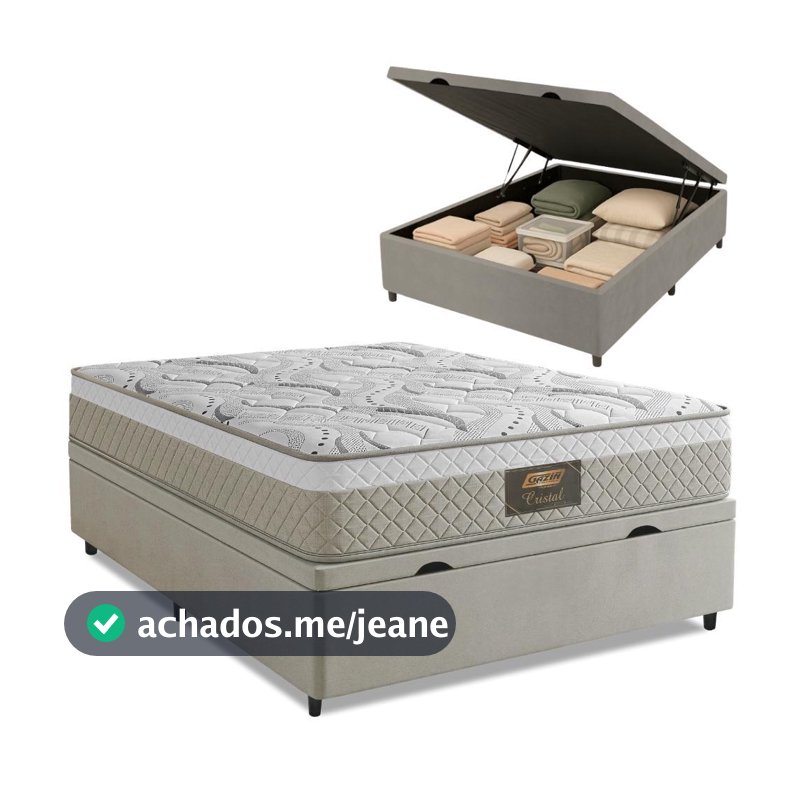 Cama Box Baú Casal Cristal Molas Ensacadas 138x188x64cm