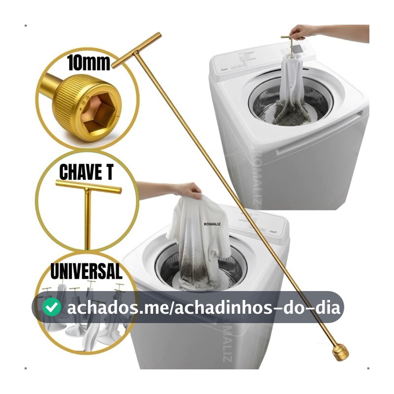Chave T 10mm Longa de Máquina de Lavar Roupa Retirar Abrir Agitador Marcas Modelo Universal