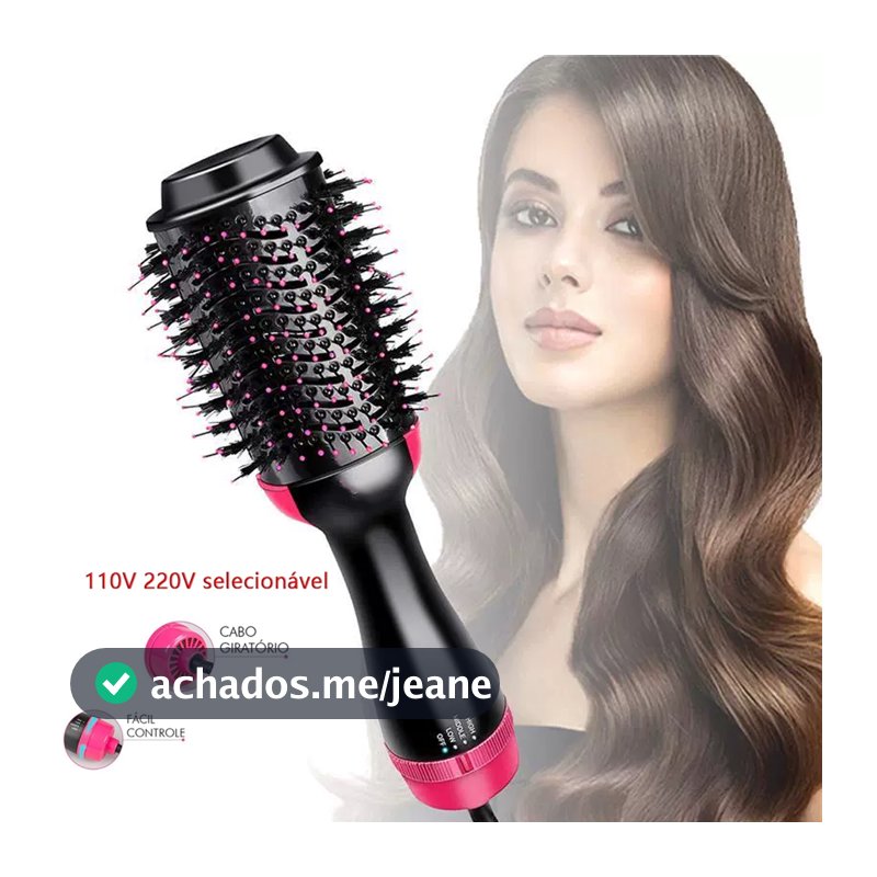Escova 110/220V Secadora E Alisadora 3 Em 1 Modeladora Bivolt Profissional Íon Cerâmica