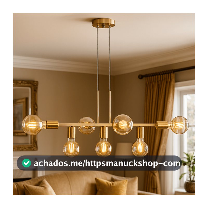 Luminária de teto Pendente Rubis para 7 Lâmpadas 68cm Canopla Enviada Conforme Disponibilidade (Estilo Jabuticaba)
