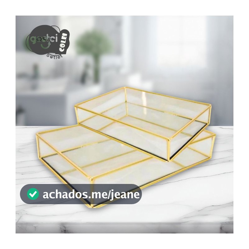 Bandeja Organizadora Multiuso Decorativa Espelhado Retangular Decoração Banheiro