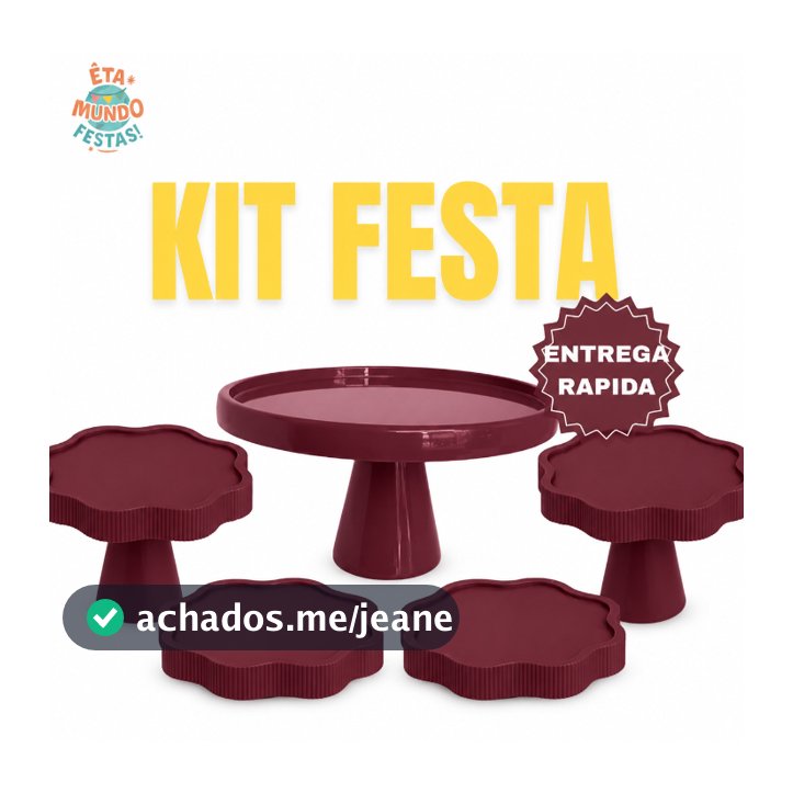 KIT FESTA MESA COM 1 BOLEIRA REDONDA + 2 PORTA DOCE FLOR + 2 BANDEJA FLOR PARA ANIVERSARIO DECORAÇÃO