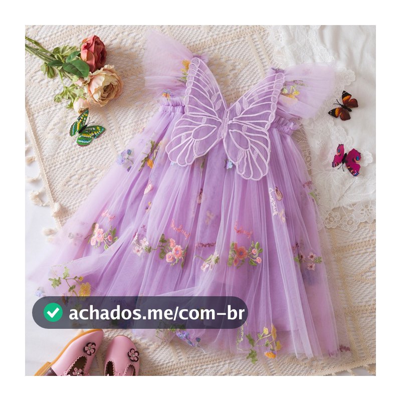 Vestido De Festa De Natal ! Verão Novo Lindo Menina Com Asa De Borboleta , Estilo Princesa , Roupas Infantis De Chiffon