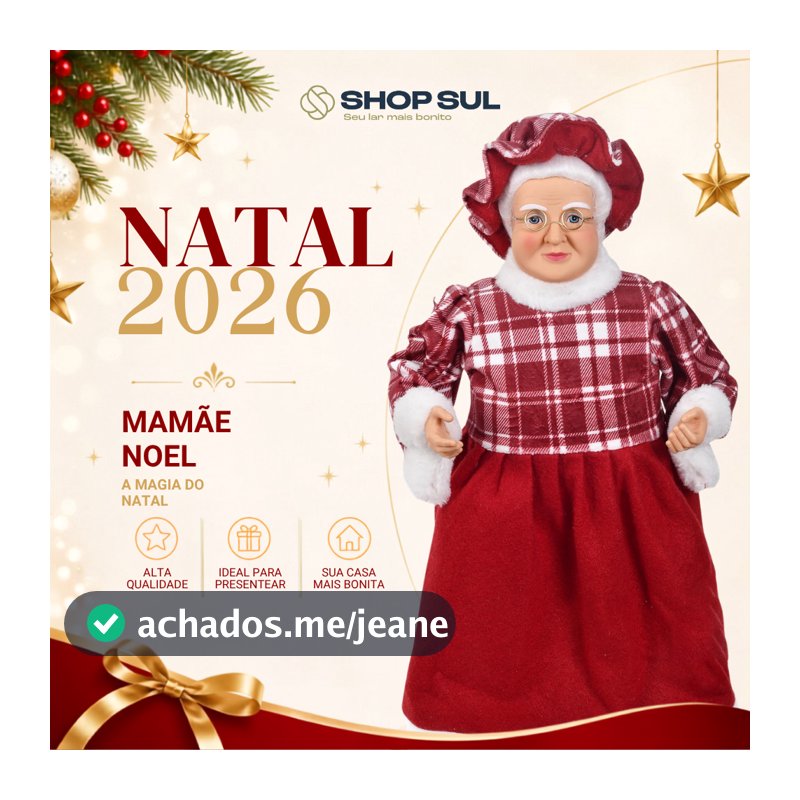 Mamãe Noel Decorativa 30cm Decoração de Natal Shopsul