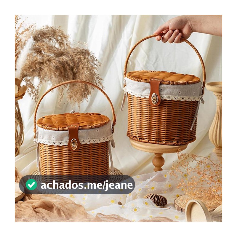 Cesta De Piquenique Estilo Country Vintage Com Decoração De Fivela De Cinto Para Uso Externo