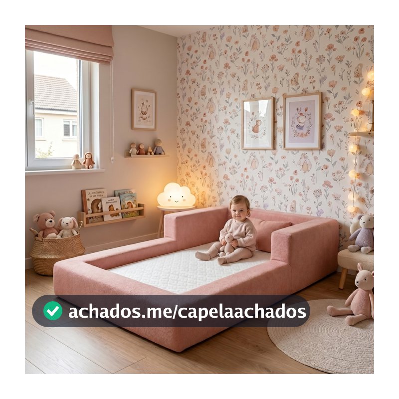 Cama Montessoriana Solteiro Aconchego 100% Espuma Rosa Keiko