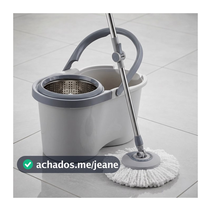 Mop Giratório 360° c/ Balde Inox 6,5l Refil Extra de Microfibra Multiuso Ajustável Electrolux Menalux