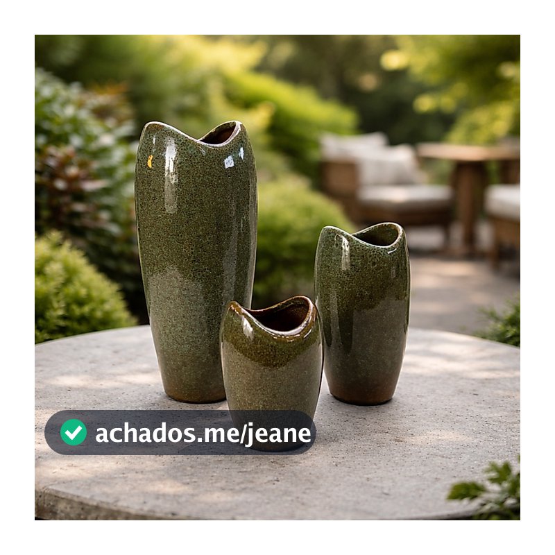 Trio De Vasos Decorativos De Cerâmica Premium Moderno Luxo Decoração Sala Jardim Varanda