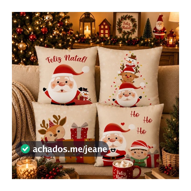 CAPAS NATALINAS Kit com 4 Capas para Almofadas Decorativas 45X45 Direto de Fabrica