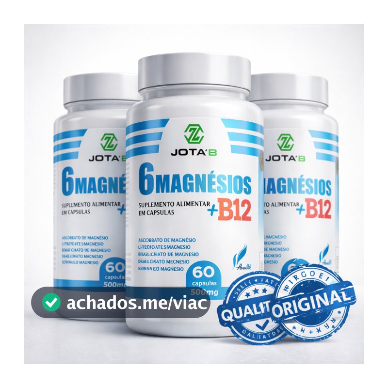 Suplemento 6 Magnésios com Vitamina B12 Metilcobalamina 60 Cápsulas - Envio Imediato