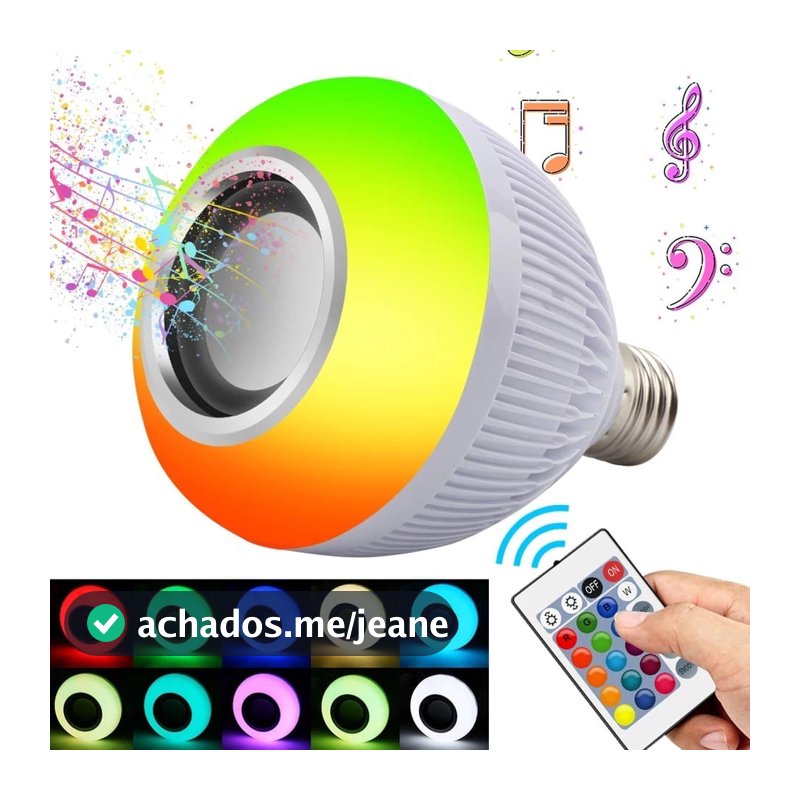 Lampada Bluetooth De Led Caixa De Som C Controle Rgb 12W
