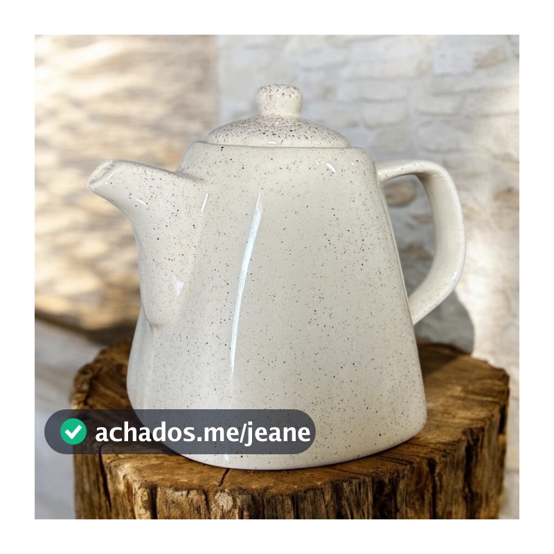 Chaleira Para Servir Chá Café e Água 1 Litro Feito de Cerâmica Bege Creme