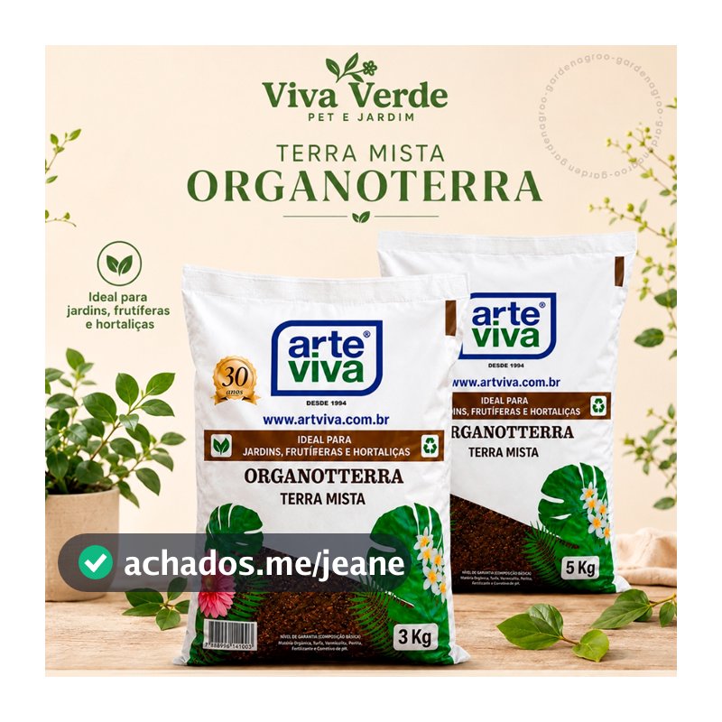 Terra Vegetal Orgânica Adubada 3kg 5kg Pronta para Plantar Solo Rico Nutrientes Substrato Plantio Horta Jardim Vasos