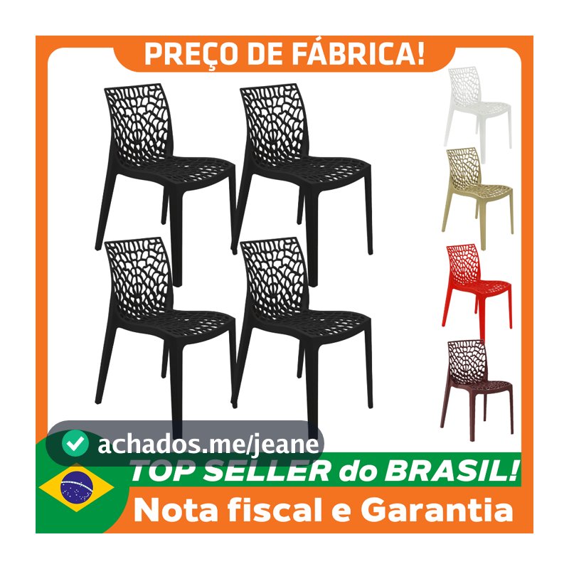 Kit 4 Cadeiras Gruvyer Design Cozinha Sala de Estar Jantar