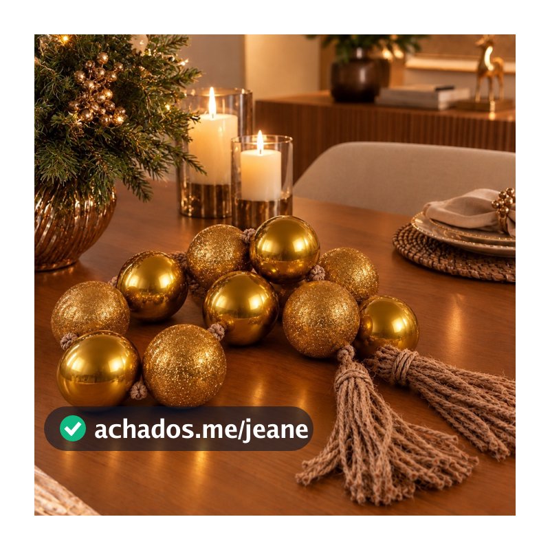 Colar Mesa Natalino Enfeite Decoração Casa Bolinhas Brilho