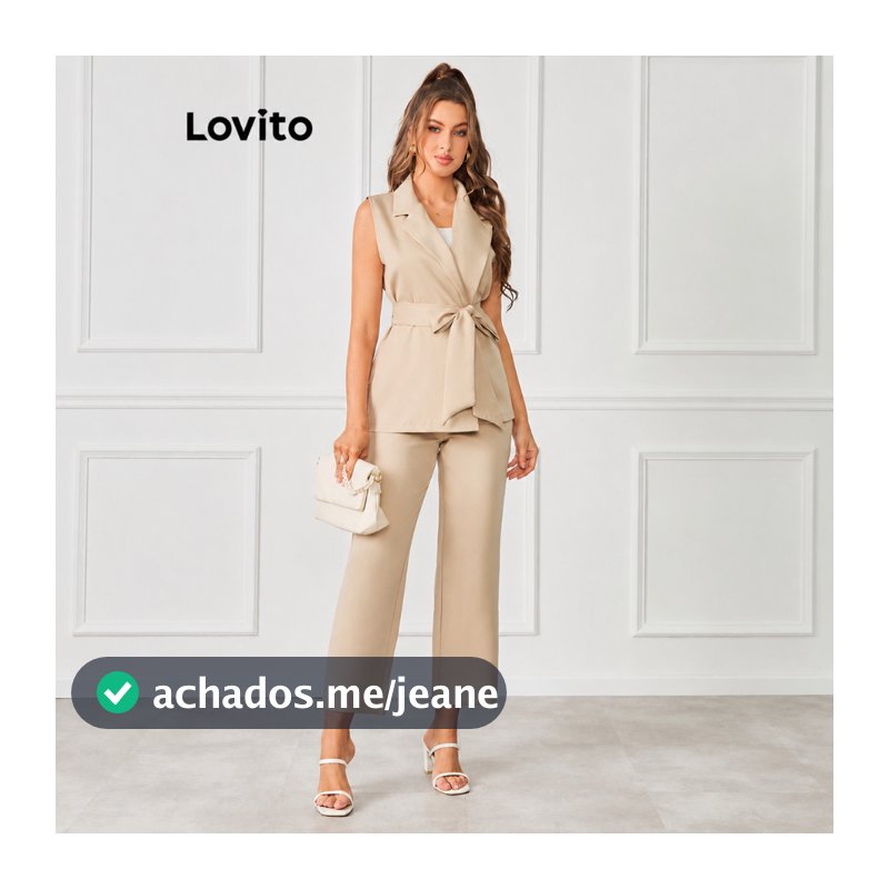 Lovito Conjunto Feminino Alfaiataria Colete e Calça PSB10BR206