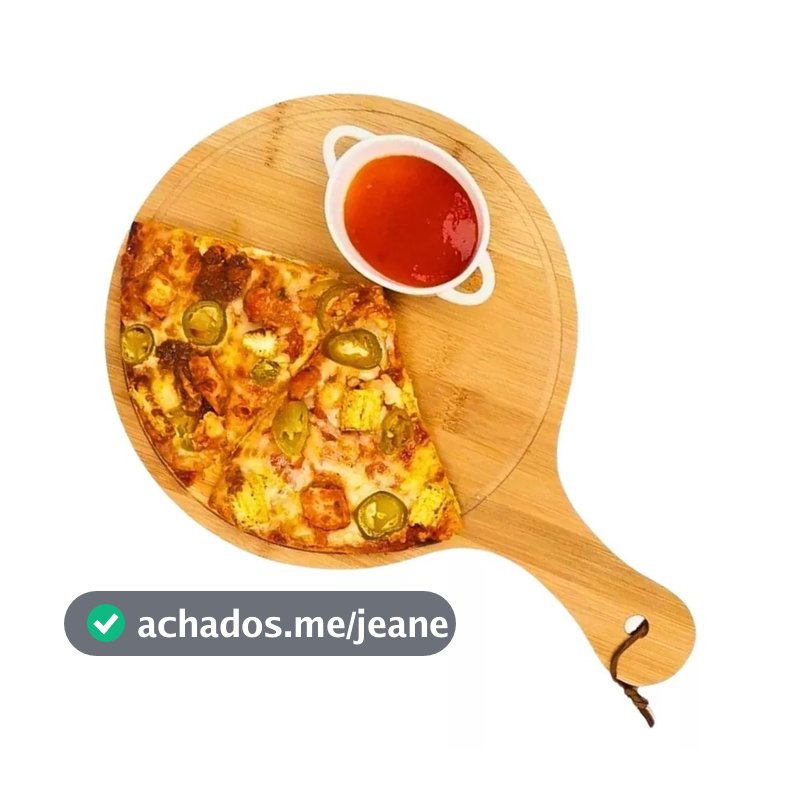Tábua De Corte Bambu Grande P/ Servir Multiuso Redonda Pizza Frios Churrasco 44cm