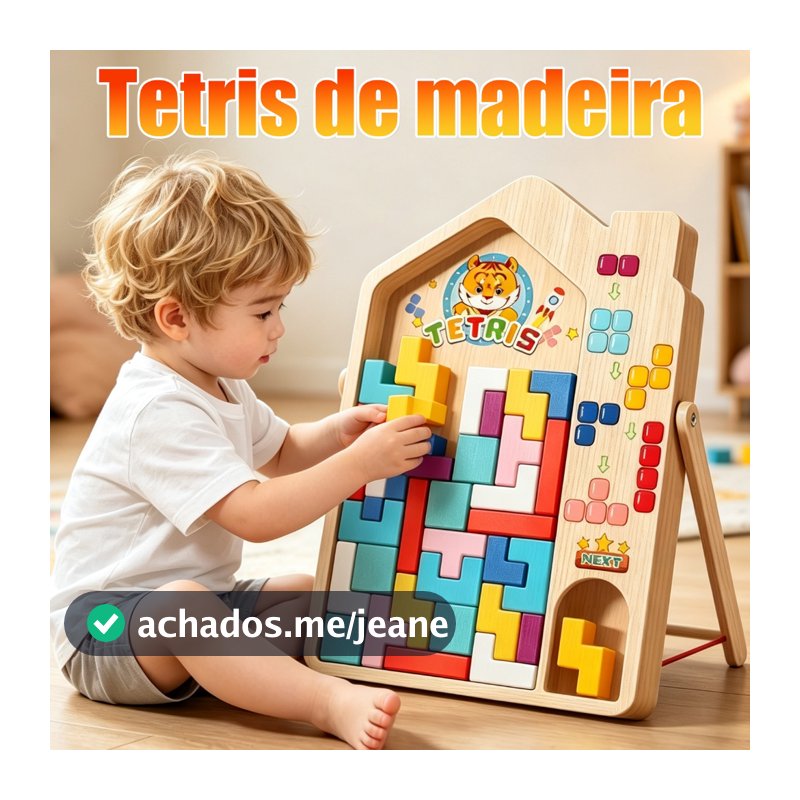 Blocos de Tetris coloridos de madeira MDF,Brinquedo Montessori Quebra Cabeça,3 em 1Tetris,para bebê Educação Infantil