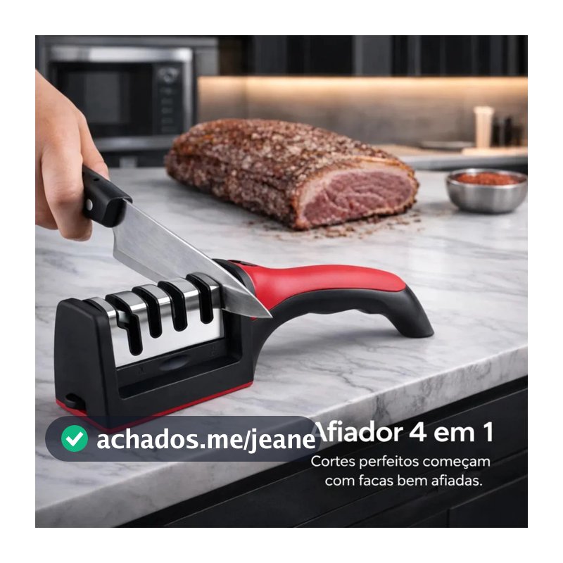 KIT 2 Afiador E Amolador De Facas E Tesouras 4 Em 1 Profissional Pedra Afia Amola Alinha Lâminas Ideal Cozinha Churrasco
