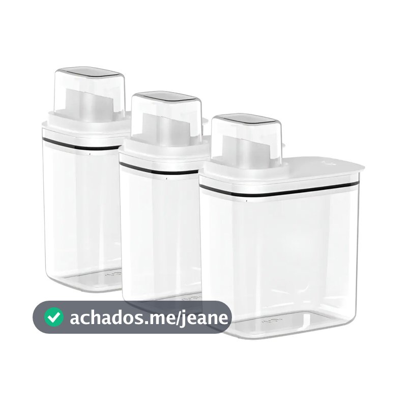 Kit Lavanderia 3 Dispenser para Sabão Líquido ou em Pó 1,5L Branco - OU