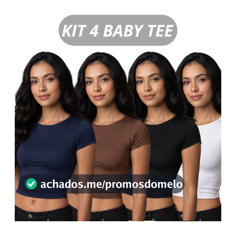 Kit 4 Baby Tee Feminina - Blusa Slim Fit Manga Curta Blusa de Compressão Várias Cores Ajuste Perfeito MODA LUXO
