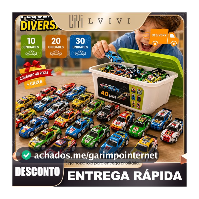 Kit de 10/20/30/40 Carrinhos de Brinquedo de Metal com Caixa Organizadora - Presente Perfeito para Aventuras e Diversão