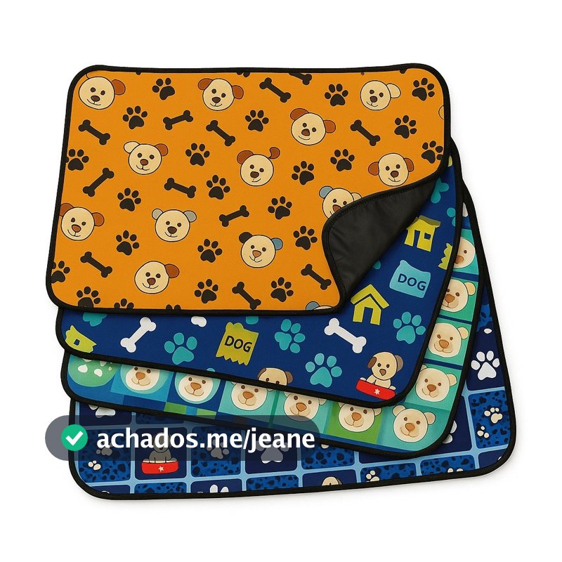 Tapete Higiênico Lavável Premium Pet 70x50cm Absorvente Estampado Base Impermeável