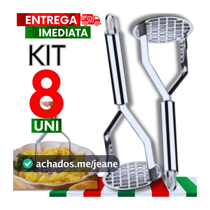 Combo 08 Amassador de Batatas em Inox Utilidades, Qualidade Resistencia Garantida para suas receitas