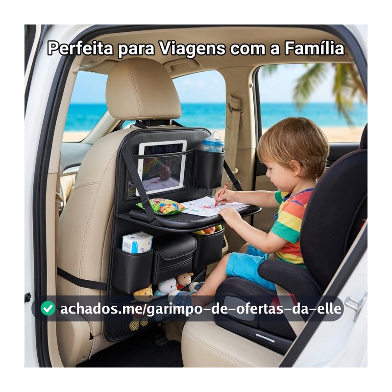 Mesa Organizadora Multifuncional para Banco de Carro com Suporte para Copos